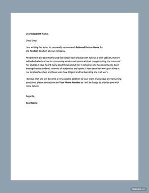 Letter of Recommendation for a Friend