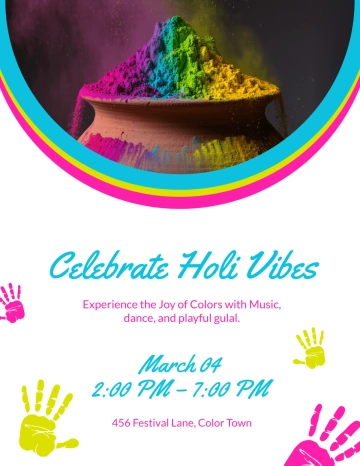 Free Holi Celebration Vibes Flyer Template to Edit Online