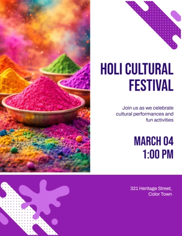 Free Cultural Fest Holi Flyer Template to Edit Online