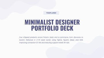 Free Minimalist Designer Portfolio Deck to Edit Online