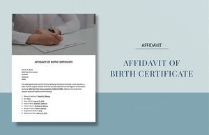 Affidavit of Birth Certificate Template
