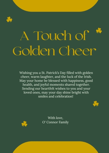 Free St. Patrick's Day Golden Cheer Wishes Template to Edit Online