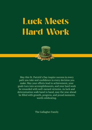 Free St. Patrick's Day Success Wishes Template to Edit Online