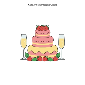 Free Cake And Champagne Vector Clipart (PNG, SVG) to Edit Online
