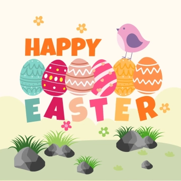 Free Happy Easter Egg with bird Clip Art Templates to Edit Online
