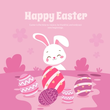 Free Pink Happy Easter Clip Art Templates to Edit Online