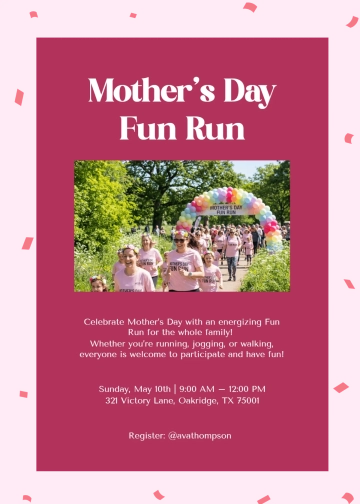 Free Mother's Day Fun Run Invitation Template to Edit Online