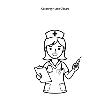 Free Coloring Nurse Vector Clipart (PNG, SVG) to Edit Online