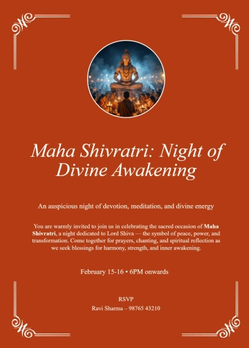 Free Minimalist Maha Shivratri Invitation Template to Edit Online