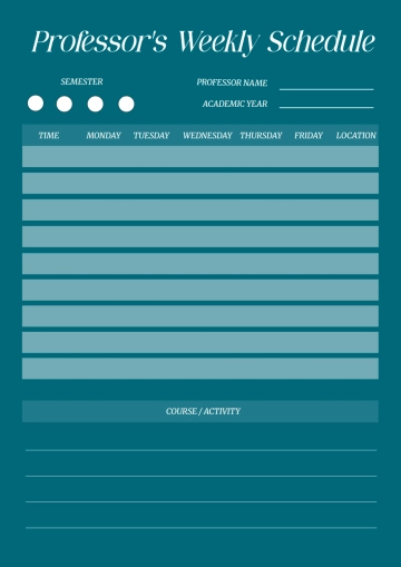 Free Professor Classroom Schedule Template to Edit Online