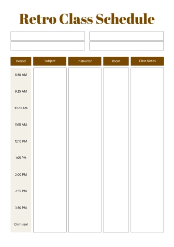 Free Retro Classroom Schedule Template to Edit Online