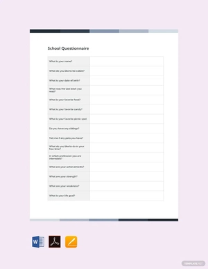 School Questionnaire Template School Questionnaire Template