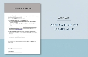 Affidavit of No Complaint Template