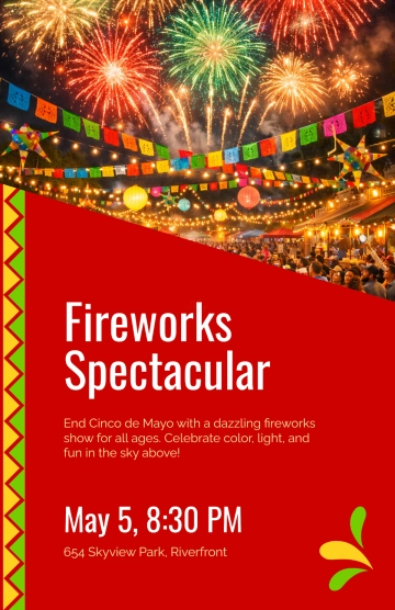Free Fireworks Celebration Cinco de Mayo Poster Template to Edit Online