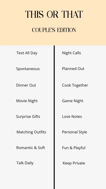 Free Couple This or That Template to Edit Online