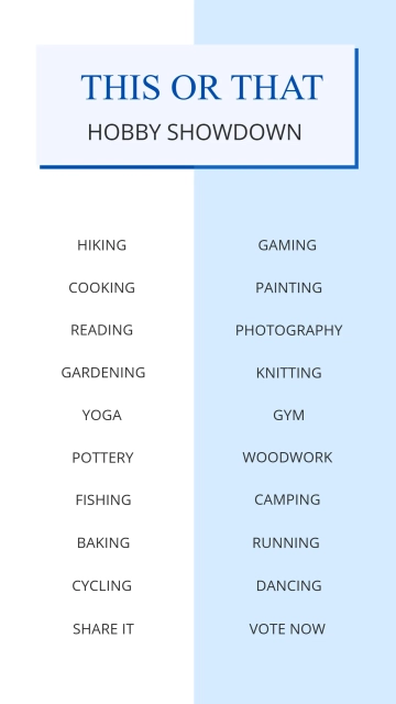Free Editable Hobbies This or That Template to Edit Online
