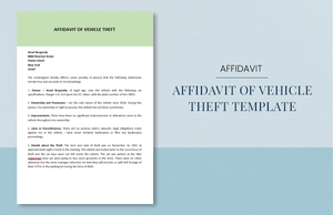 Affidavit of Vehicle Theft Template