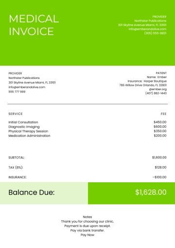 Free Medical Invoice Template to Edit Online