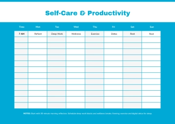 Free Self Timetable Template to Edit Online