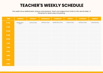 Free Teacher Timetable Template to Edit Online