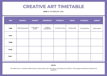 Free Creative Timetable Template to Edit Online