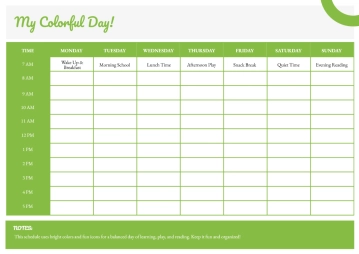 Free Kids Timetable Template to Edit Online
