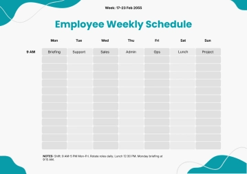 Free Employee Timetable Template to Edit Online