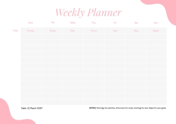 Free Pink Timetable Template to Edit Online