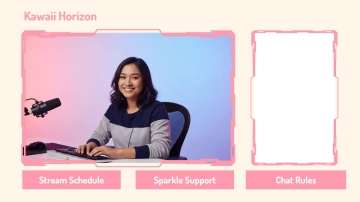Free Kawaii Twitch Overlay Template to Edit Online