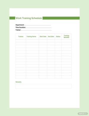 Work Training Schedule Template