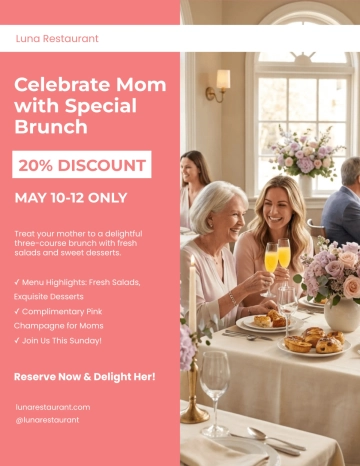 Free Mother's Day Restaurant Flyer Promo Template to Edit Online