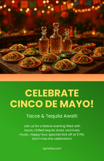 Free Tequila & Tacos Cinco de Mayo Poster Template to Edit Online