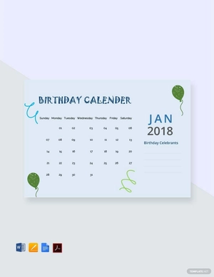 Sample Birthday Calendar Template Sample Birthday Calendar Template