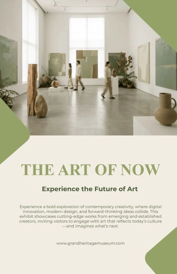 Free Sage Green Exhibit Poster Template to Edit Online