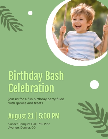 Free Sage Green Birthday Flyer Template to Edit Online