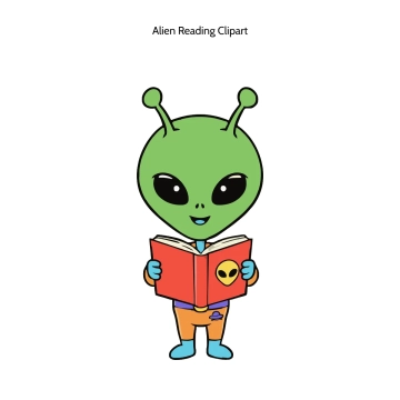 Free Alien Reading Vector Clipart (PNG, SVG) to Edit Online
