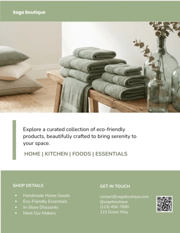 Free Sage Green Shop Flyer Template to Edit Online