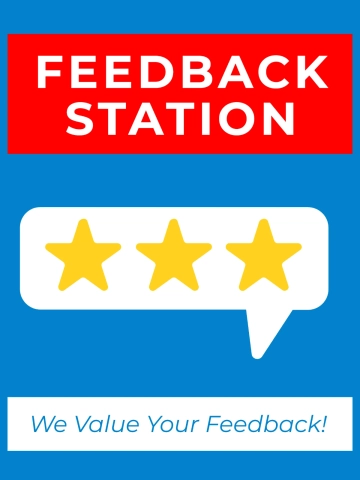 Free Feedback Station Trade Show Sign Template to Edit Online