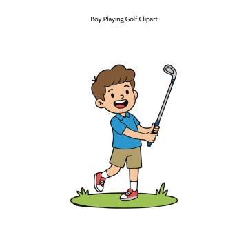 Free Boy Playing Golf Vector Clipart (PNG, SVG) to Edit Online