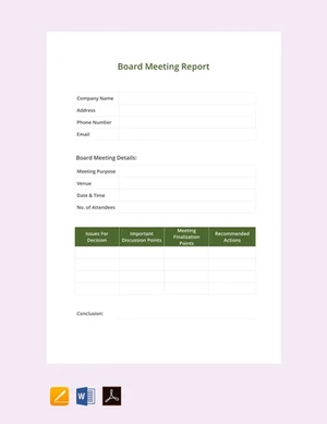 Board Meeting Report Template Board Meeting Report Template