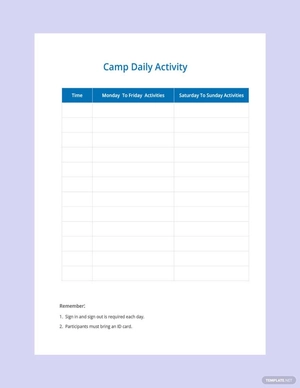 Camp Daily Schedule Template Camp Daily Schedule Template
