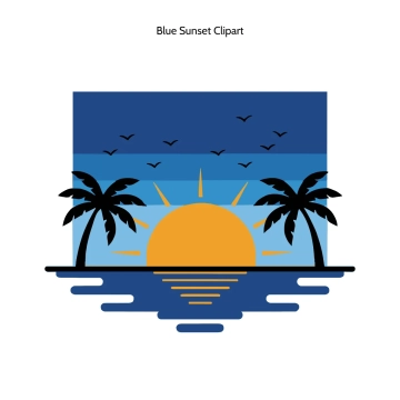 Free Blue Sunset Vector Clipart (PNG, SVG) to Edit Online