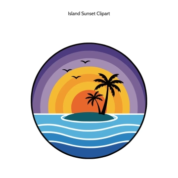 Free Island Sunset Vector Clipart (PNG, SVG) to Edit Online