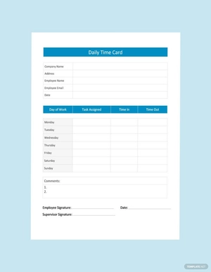 Daily Time Card Template