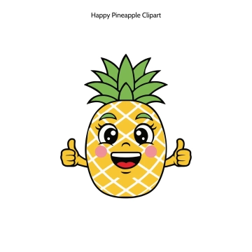 Free Happy Pineapple Cartoon Vector Clipart (PNG, SVG) to Edit Online