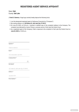 Agent Service Affidavit Template