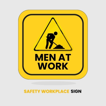 Free Safety Workplace Men At Work Sign Clip Art Template to Edit Online