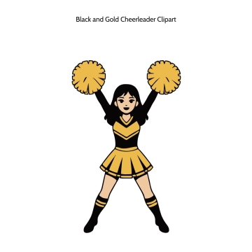 Free Black and Gold Cheerleader Vector Clipart (PNG, SVG) to Edit Online