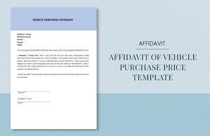 Affidavit of Vehicle Purchase Price Template