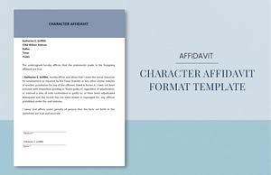 Character Affidavit Format Template